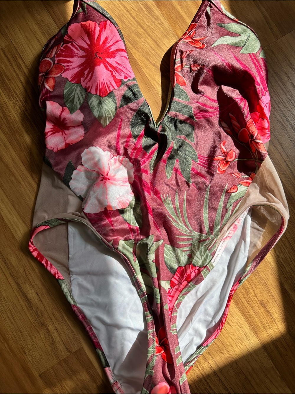 PINK Victoria's Secret Floral Bikini Top in White, Pink, Green